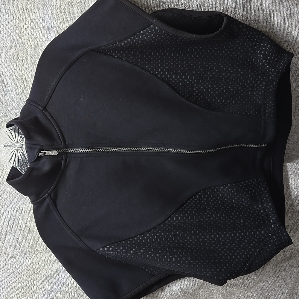 Lululemon, Black, Top, Cropped, Athletic Top, Full Front Zip, High Neckline